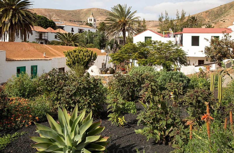 Historic village and church tower Iglesia de Santa Maria, Betancuria, Fuerteventura, Canary Islands, Spain, Europe