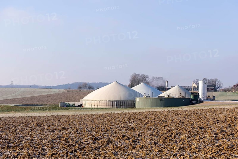 Symbolic image, energy transition, biogas plant near Backnang, arable farming, field, Baden-Württemberg, Germany, Europe