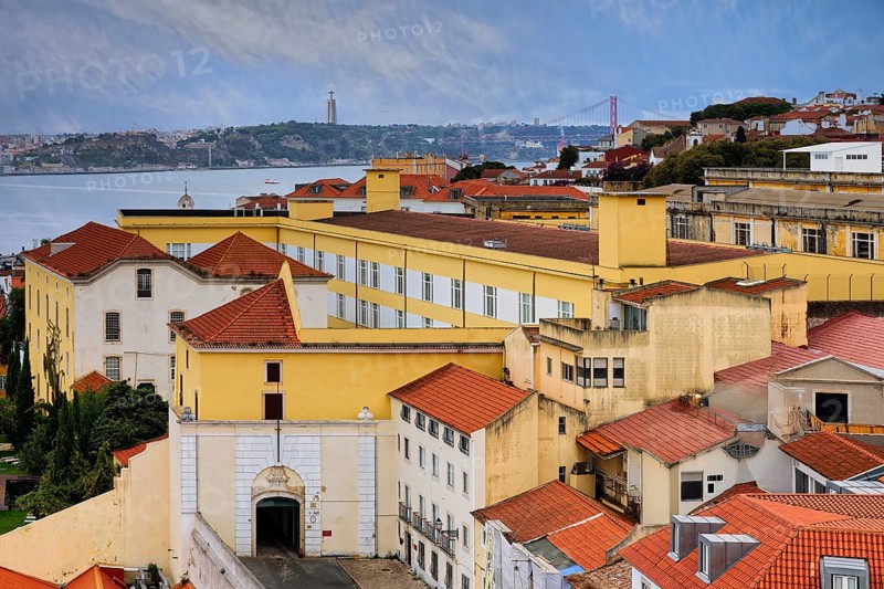 View over Alfama and the Tagus river, Portugal, Europe