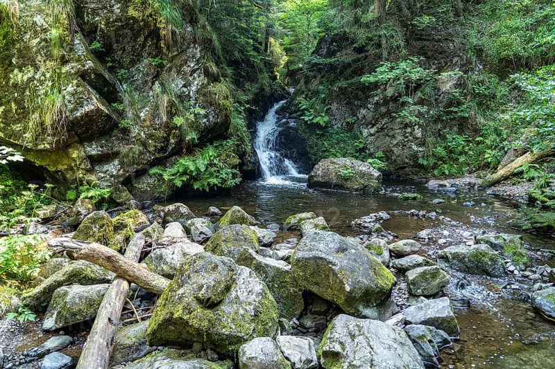 Small Ravenna Falls waterfall in the Ravenna Gorge near Breitnau, Black Forest, Baden-Württemberg, Germany, Europe