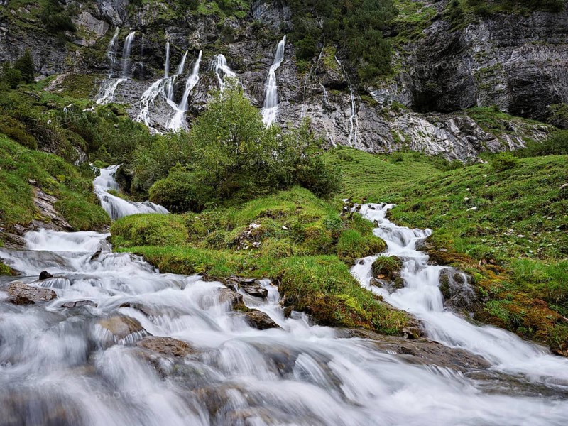 Cascades from the Jungibach Falls, Gental, Canton Bern, Switzerland, Europe