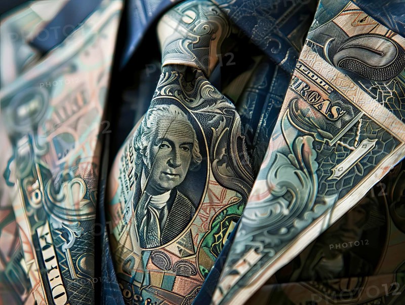 Concept of money man, well earning rich successful businessman or lawyer in corporate world, AI generated
