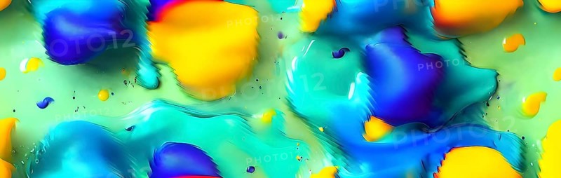 Abstract wallpaper with colorful blobs and liquid shapes on a green background, AI generated