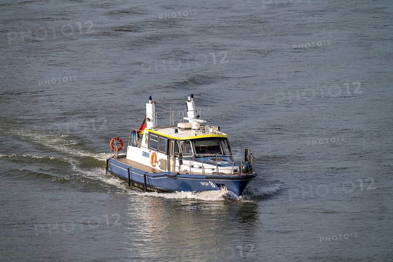 North Rhine-Westphalia Water Police boat, on the Rhine near Duisburg-Ruhrort harbour, WSP8, patrol boat, North Rhine-Westphalia, Germany, Europe
