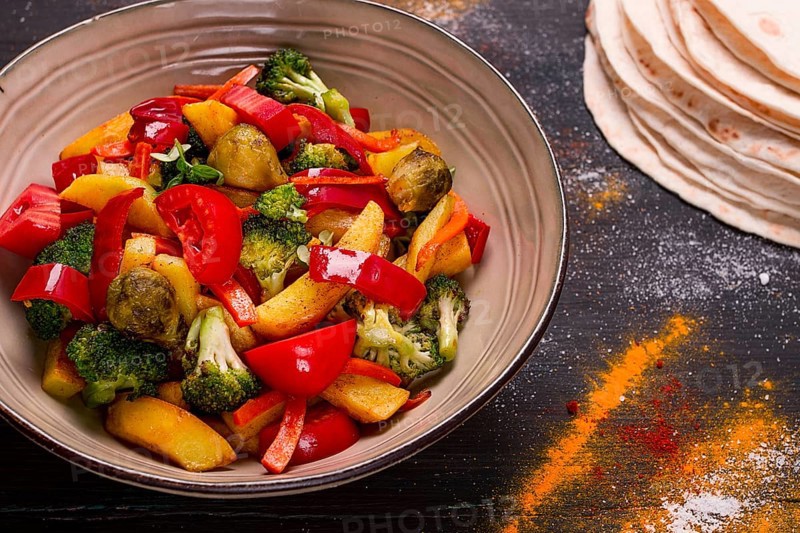 Sabji, vegetable stew, Indian, homemade, no people
