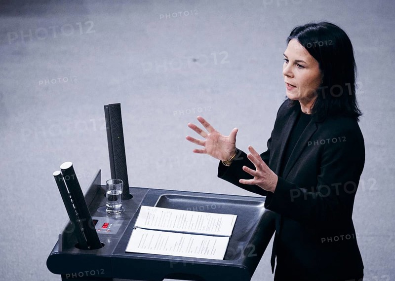 Annalena Bärbock (Alliance 90/The Greens), Federal Minister for Foreign Affairs, delivers a speech on EPL 05 Federal Foreign Office in the plenary session of the German Bundestag in Berlin, 31 January 2024
