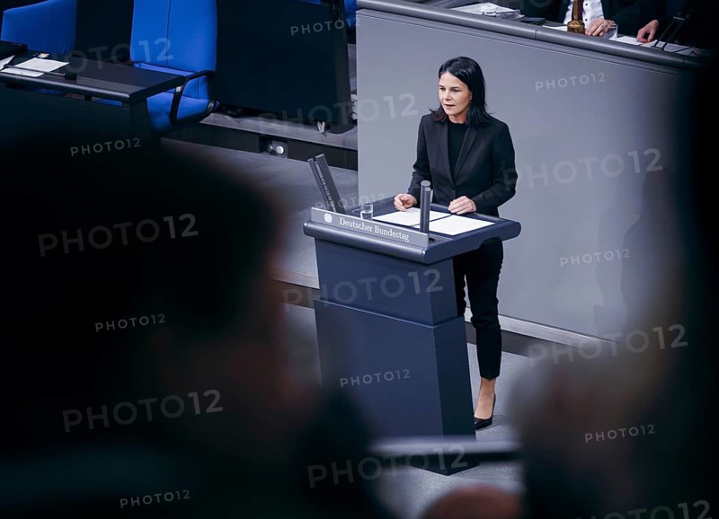 Annalena Bärbock (Alliance 90/The Greens), Federal Minister for Foreign Affairs, delivers a speech on EPL 05 Federal Foreign Office in the plenary session of the German Bundestag in Berlin, 31 January 2024