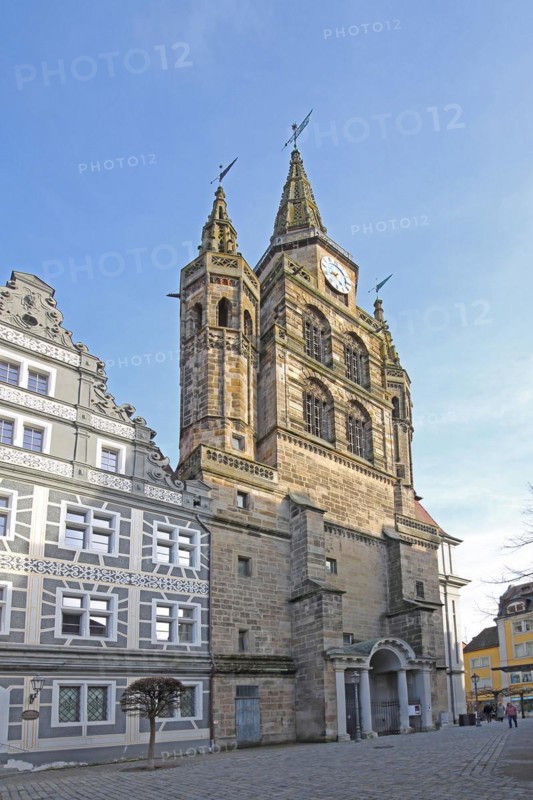 St Gumbert's Church and former court chancellery and today's administrative court, Montegelaplatz, Ansbach, Middle Franconia, Franconia, Bavaria, Germany, Europe