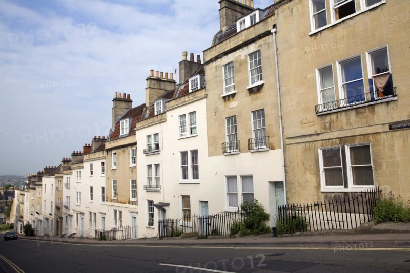 Georgian terraced houses, Morford Street, Bath, Somerset, England, UK