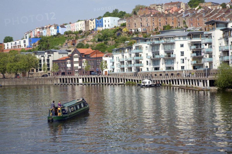 Narrow boat on River Avon, Floating Harbour, Hotwells, Bristol, England, UK