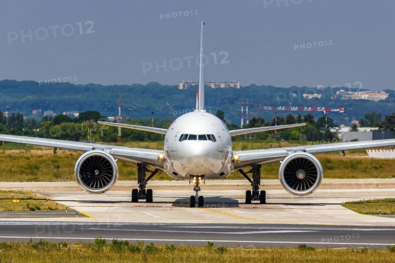 An Air France Boeing 777-300ER aircraft with registration F-GSQR at Paris Orly Airport, France, Europe