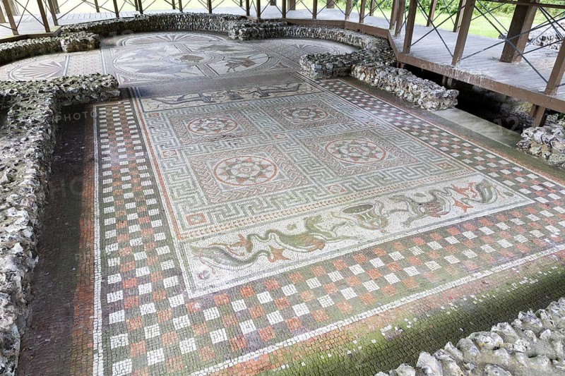 Roman mosaic at Littlecote House Hotel, Hungerford, Berkshire, England, UK
