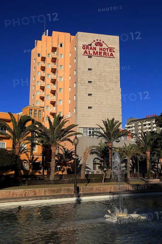 Gran Hotel Almeria in the city centre of Almeria, Spain from Parque de Nicolás Salmerón