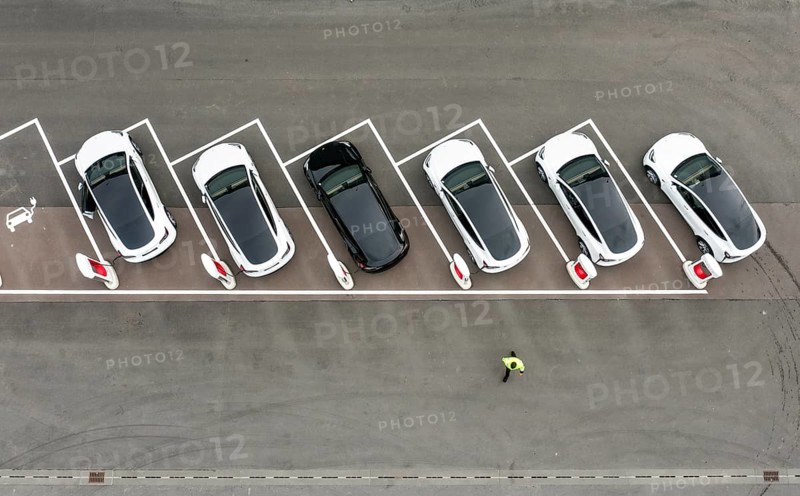 Charging stations for Tesla Y models at the Tesla Gigafactory in Grünheide, 24/09/2022