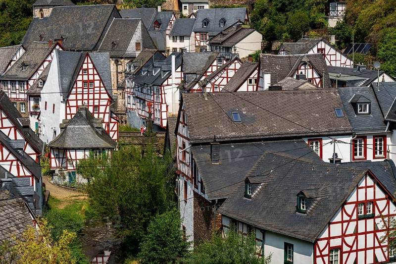 Monreal, idyllic half-timbered village in the Elz valley, in the district of Mayen-Koblenz, in Rhineland-Palatinate, Germany, Europe