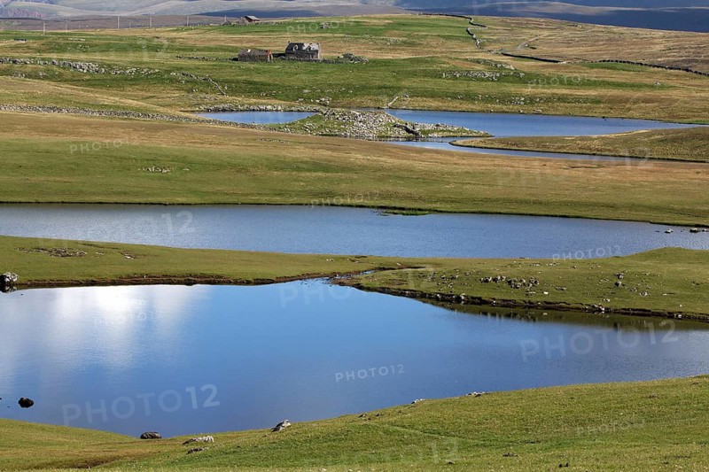 Landscape with lakes, Western Mainland, Shetland Islands, Scotland, United Kingdom, Europe
