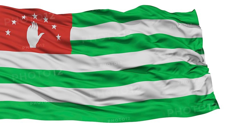 Isolated Abkhazia Flag, Waving on White Background, High Resolution