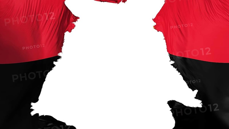 Angola flag ripped apart, white background, 3d rendering