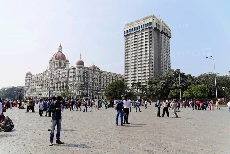 Chhatrapati Shivaji Maharaj Terminus (CSMT) railway station, formerly Victoria Terminus, UNESCO World Heritage Site, Mumbai, Maharashtra, India, Asia, A busy square in front of an architecturally impressive building, Aurangabad, South India, Asia