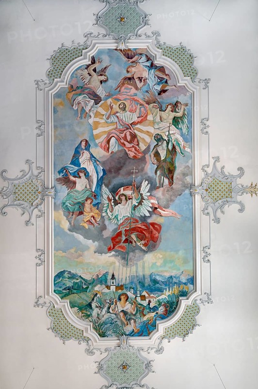 Ceiling fresco, St Michael's parish church, Sonthofen, Allgäu, Bavaria, Germany, Europe