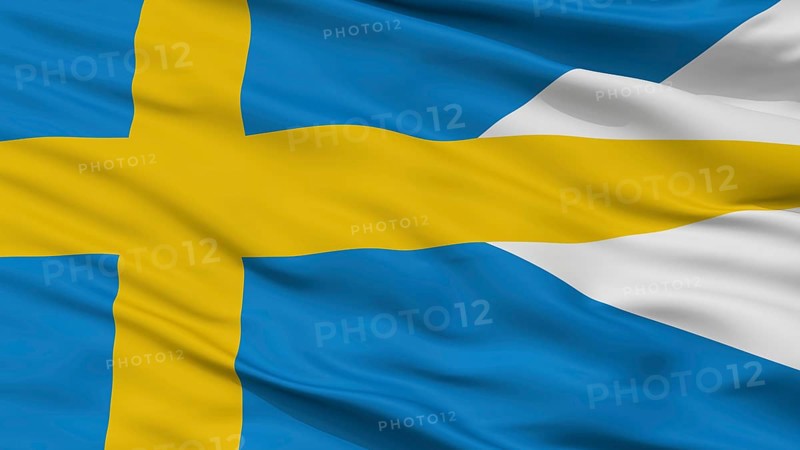 Naval Ensign Of Sweden Flag, Closeup View