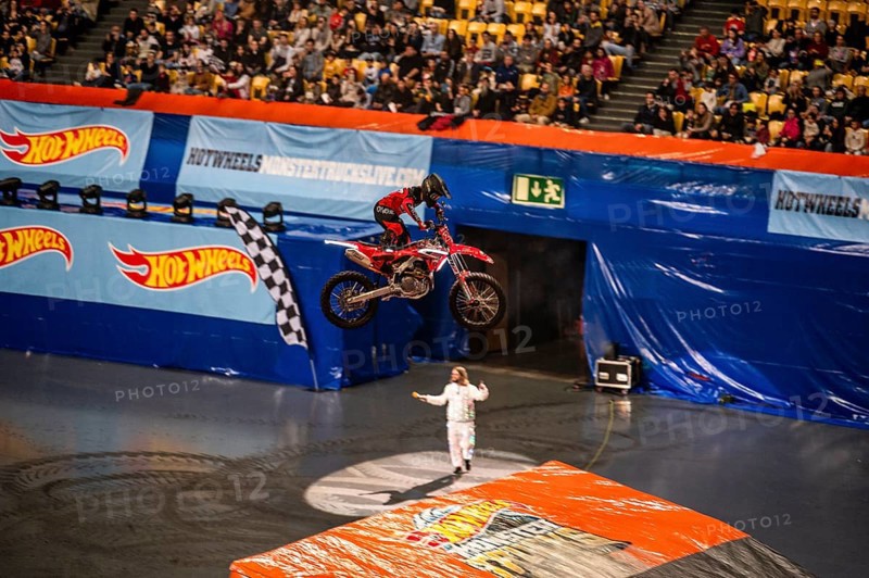 Lisbon, Portugal - March 2, 2024: HOT WHEELS MONSTER TRUCKS LIVE GLOW PARTY in Arena