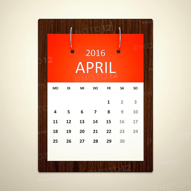 An image of a german calendar for event planning 2016 april