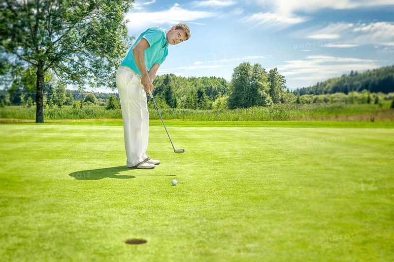 A picture of a young male golfer