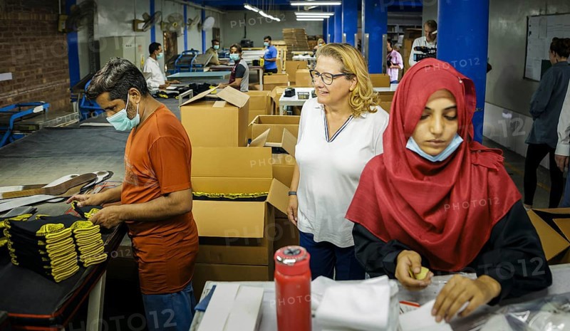 Svenja Schulze (SPD), Federal Minister for Economic Cooperation and Development, visits Inter Market Knit Private Limited, where rockers are manufactured. Lahore, 22.08.2024. Photographed on behalf of the Federal Ministry for Economic Cooperation and Development
