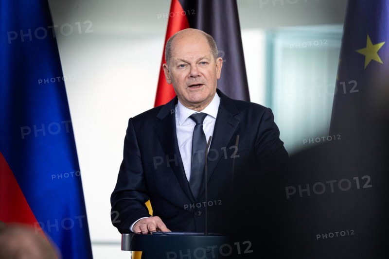 Olaf Scholz, Federal Chancellor, and Ferdinand Marcos Jr. (not pictured), President of the Republic of the Philippines, at a joint meeting in Berlin, 12 March 2024