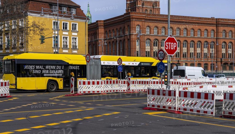 Major construction site on Mühlendamm and the area around the Rotes Rathaus, Berlin, Germany, Europe