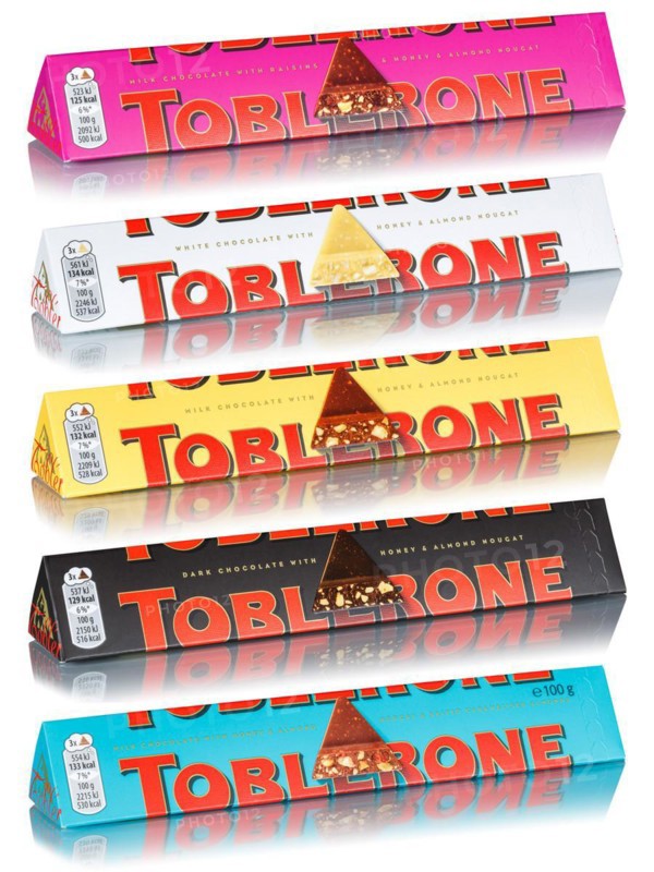 Various flavours of Toblerone chocolate from Tobler and Mondelez International Freisteller freisteller isolated