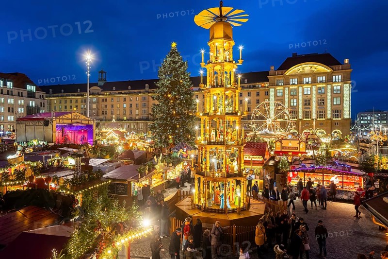 The Dresden Striezelmarkt is a Christmas market in Dresden. It has been held in Advent since 1434, usually on the Altmarkt square, and attracts an average of around two million visitors every year. It is the oldest certified Christmas market in Germany, Dresden, Saxony, Germany, Europe