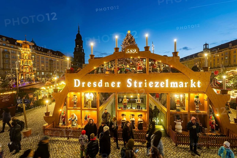 The Dresden Striezelmarkt is a Christmas market in Dresden. It has been held in Advent since 1434, usually on the Altmarkt square, and attracts an average of around two million visitors every year. It is the oldest certified Christmas market in Germany, Dresden, Saxony, Germany, Europe