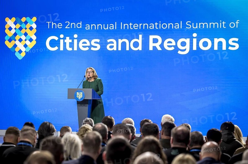 Svenja Schulze (SPD), Federal Minister for Economic Cooperation and Development, pictured during her trip to Ukraine. Here at the Summit of Cities and Regions event. 'Photographed on behalf of the Federal Ministry for Economic Cooperation and Development'