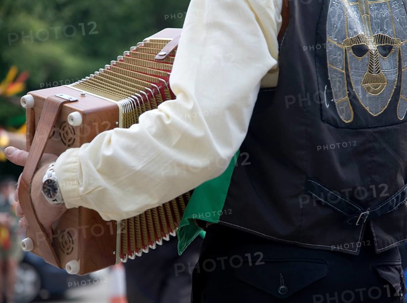 Accordion player for Morris dancers at country folk event, Shottisham, Suffolk, England, United Kingdom, Europe
