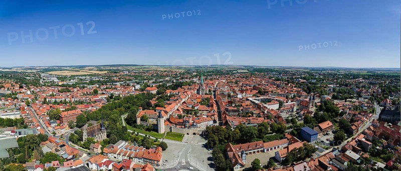 A bird's eye view of the old town centre of Mühlhausen