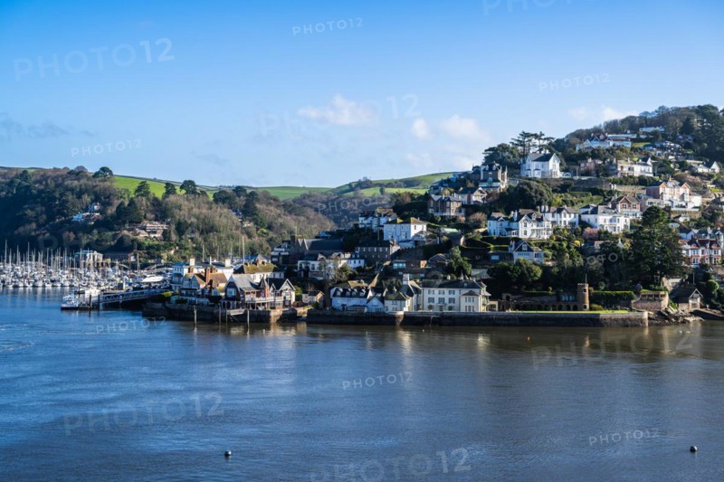View of Kingswear from Dartmouth over River Dart, Devon, England, United Kingdom, Europe