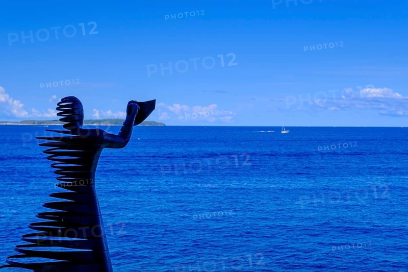 Sculpture Addio, sailor's woman, farewell, climate hiking trail, Mali Losinj, island of Losinj, Kvarner Gulf Bay, Croatia, Europe