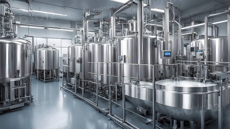 Mechanized pharmaceutical bioreactor in a manufacturing laboratory, AI generated