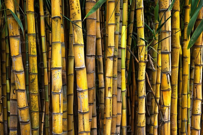 Close up of yellow sugarcanes. KI generiert, generiert, AI generated