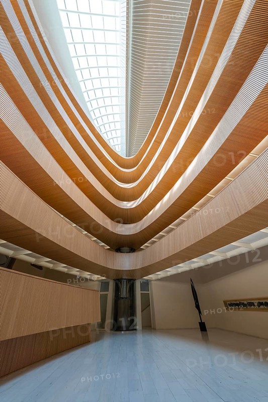 Interior with spiral design and modern architecture, UB- Recht, Zurich, Switzerland, Europe