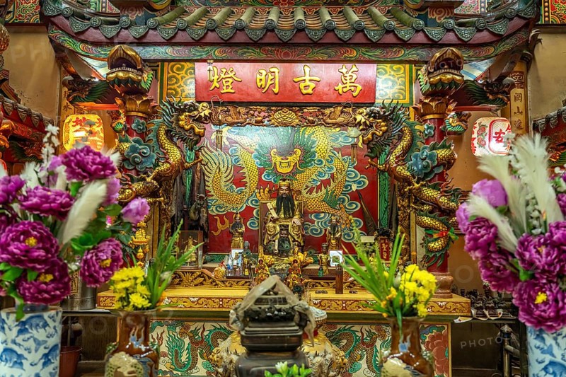 The Chinese-style City Pillar Shrine in Trat, Thailand, Asia