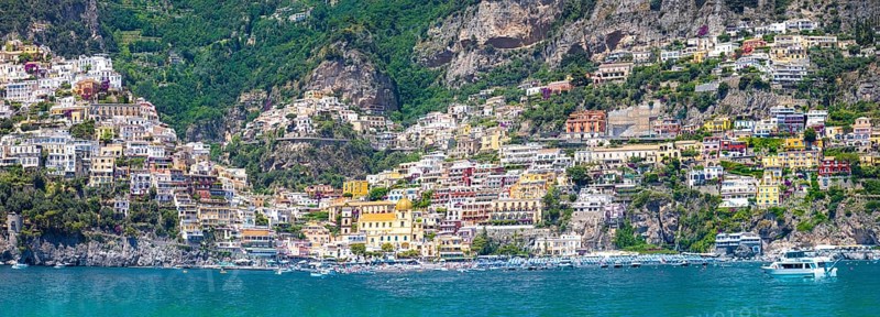 Scenic views of Positano on Amalfi Coast in Italy