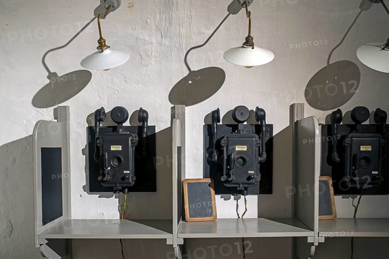 Siemens & Halske telephones at operating room inside Fort van Liezele, fortress of the National Redoubt, province Antwerp, Belgium, Europe