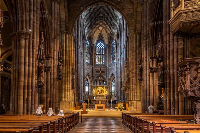 Interior of Freiburg Minster, Freiburg im Breisgau, Black Forest, Baden-Württemberg, Germany, Europe