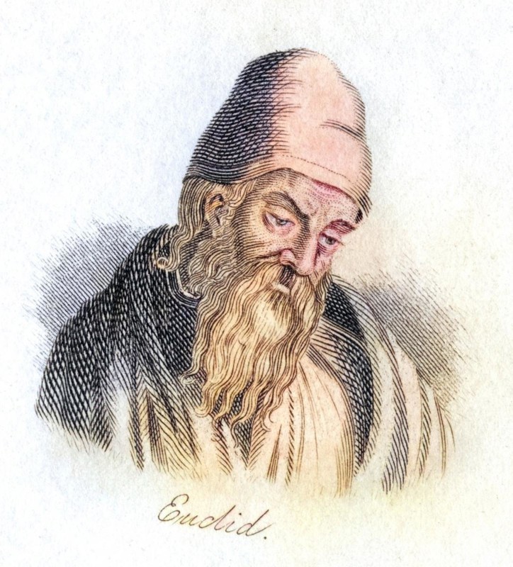 Euclid of Alexandria, c. 325 BC, c. 265 BC Mathematician, known for his treatise on mathematics The Elements, Historical, digitally restored reproduction from a 19th century original, Record date not stated