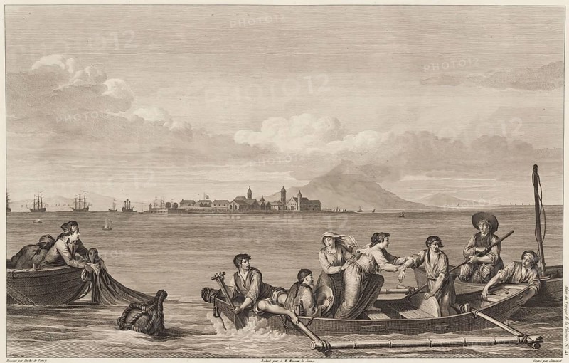 View of Cavite in the Bay of Manila, Historical, digitally restored reproduction from a 19th century original, Record date not stated