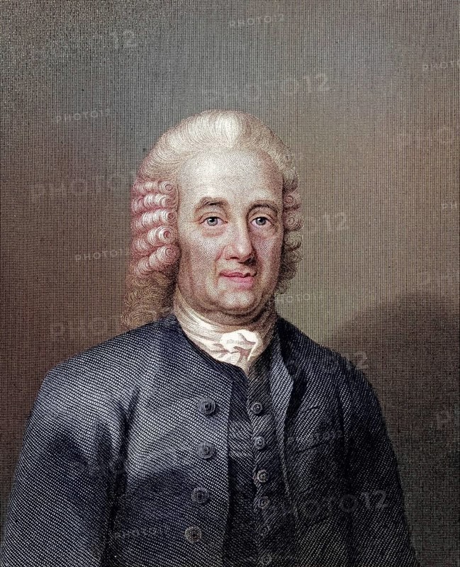 Emanuel Swedenborg (1688-1772) Swedish philosopher, mystic and cosmologist. Portrait engraving, Historic, digitally restored reproduction from a 19th century original, Record date not stated