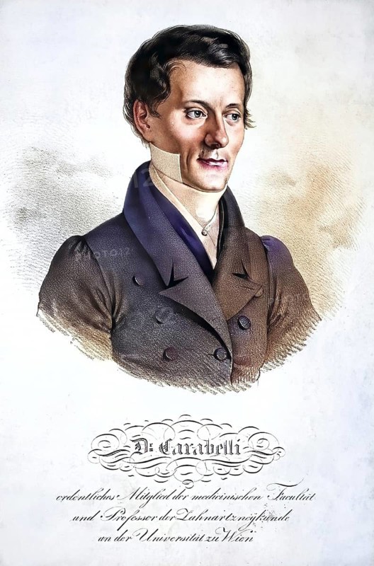Georg Carabelli, Edler von Lunkaszprie (born 11 December 1787 (or 1788) in Pest, Hungarian name: Karabély György, died 24 October 1842 in Vienna) was a Hungarian-Austrian dentist in Vienna and imperial dentist, Historical, digitally restored reproduction from a 19th century original, Record date not stated